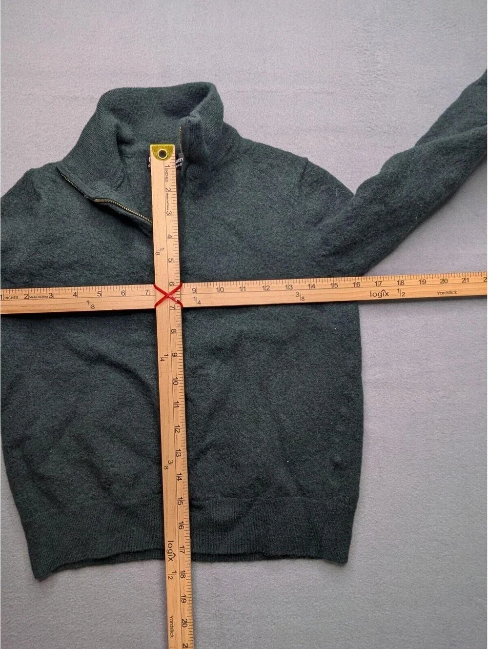 Christian Lacroix Sweater boys M Green Merino Wool 1/4 Zip Mock Neck Pullover